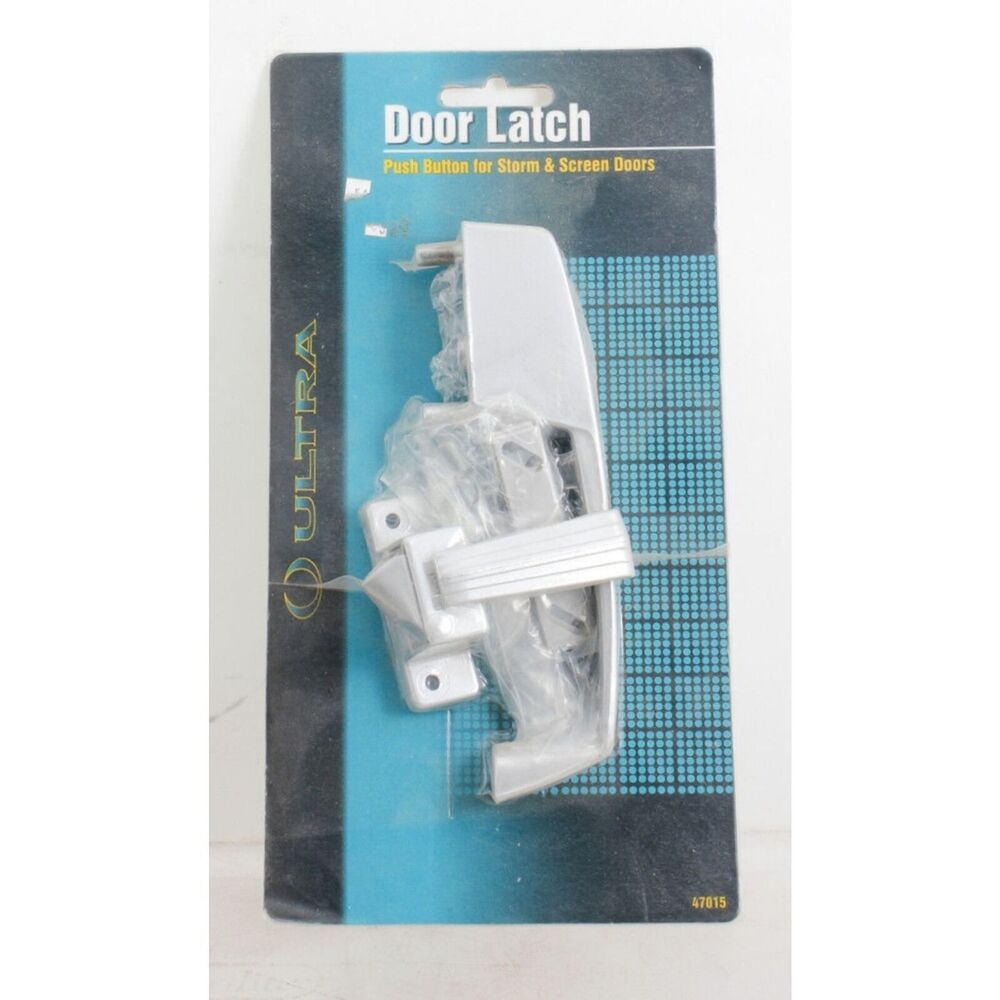 Ultra Rectangular Push Button Door Latch For Storm & Screen Doors Color Silver